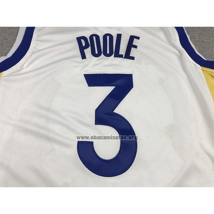 Camiseta Golden State Warriors Jordan Poole NO 3 Association Blanco